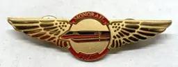 Vintage Walt Disney World Monorail Gold Pilot Wings Cast Pin Red