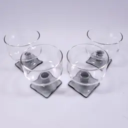 Vintage MCM FEDERAL GLASS Nordic Midnight Smoke Square Foot Cocktail GLASS SET