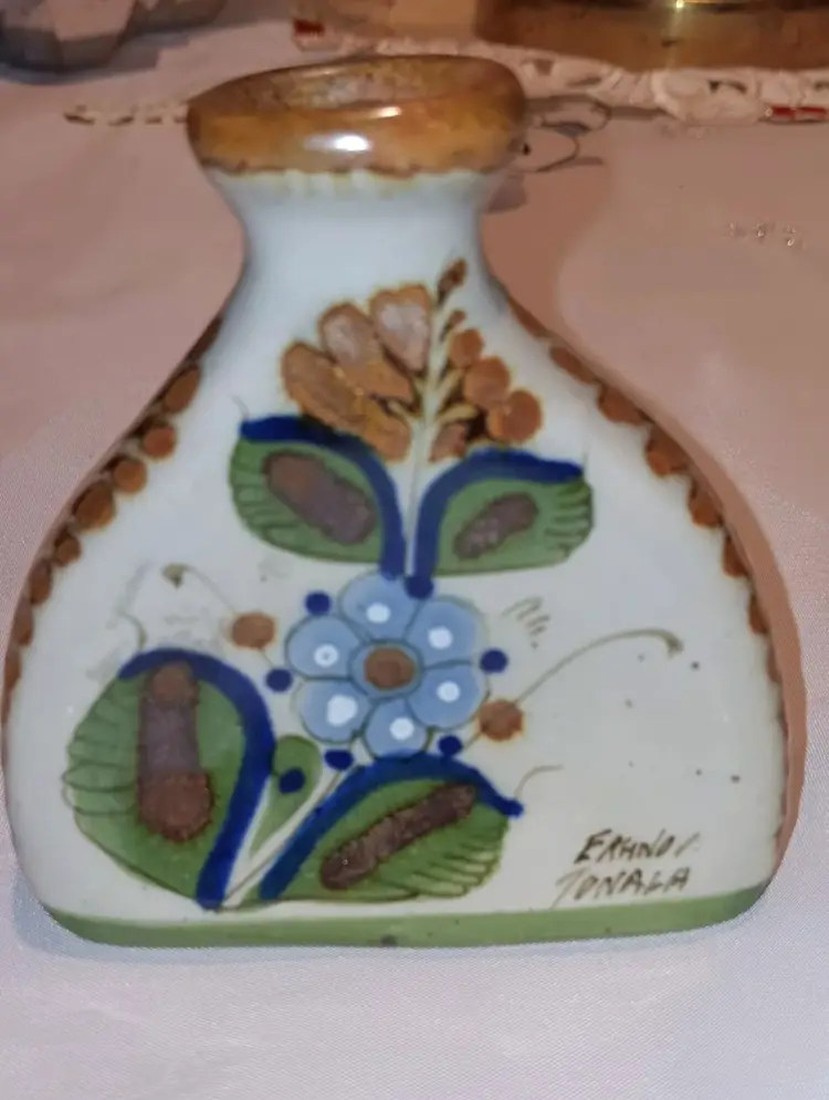 Adorable Flat Sided Tonala Pottery Vase