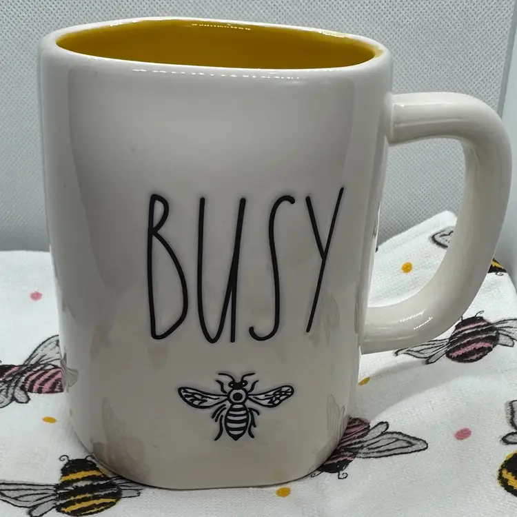 Rae Dunn Busy Bee Coffee Mug with Matching Tea Towel