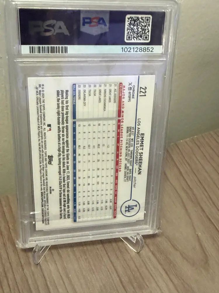 Emmet Sheehan 2024 troops chrome blue wave 28/75 PSA 9