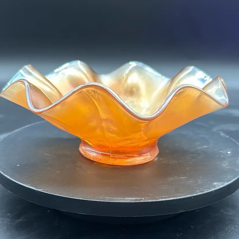 Vintage Carnival Glass Ruffled Bowl