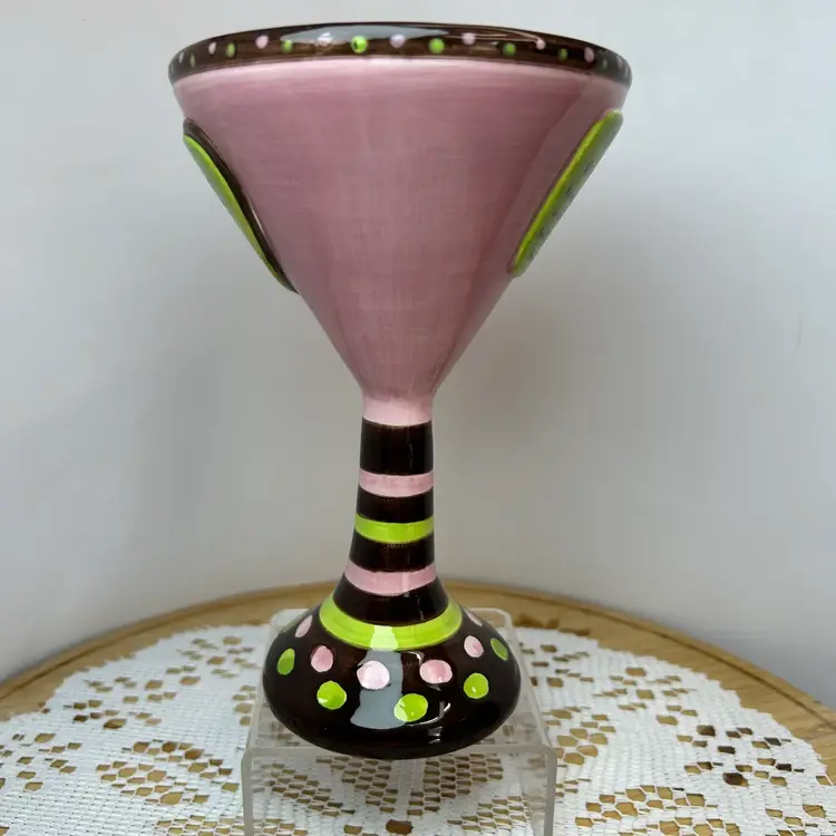 Ceramic "Chocolate Queenie-Tini" Collectible Martini Glass by Artist Lolita Burks.