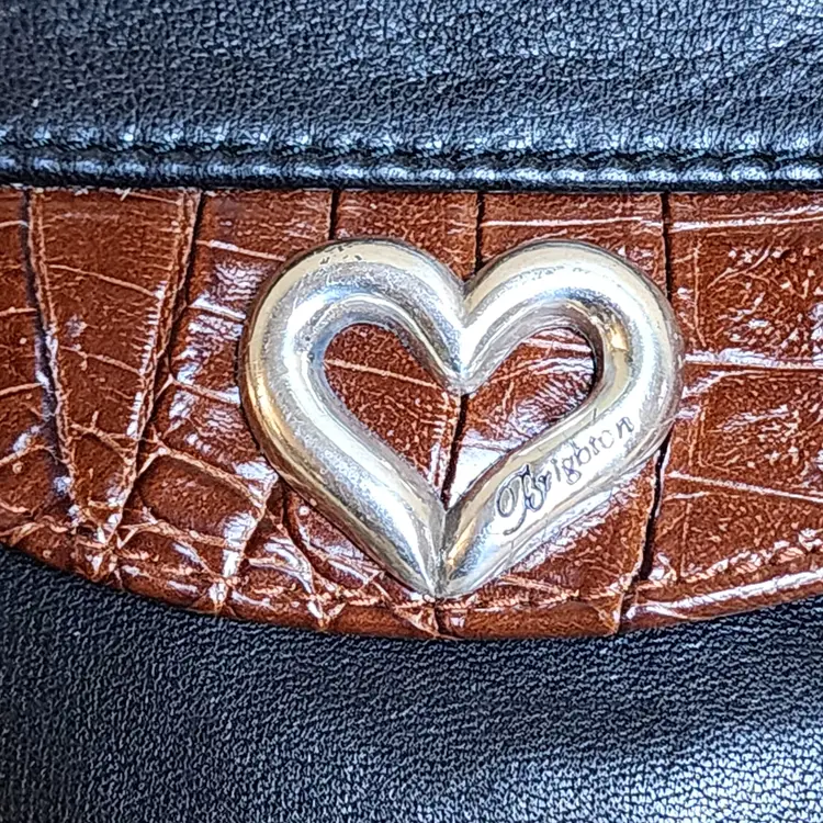 Vintage Brighton Small Leather Coin Change Purse Black/Brown Heart Logo Wallet