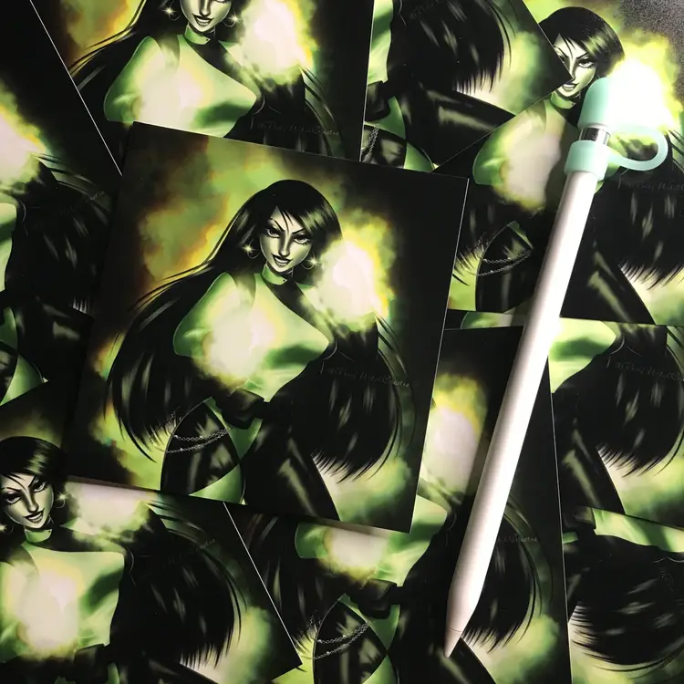 Shego Mini Art Print | Y2K Cartoon 4x4in Print