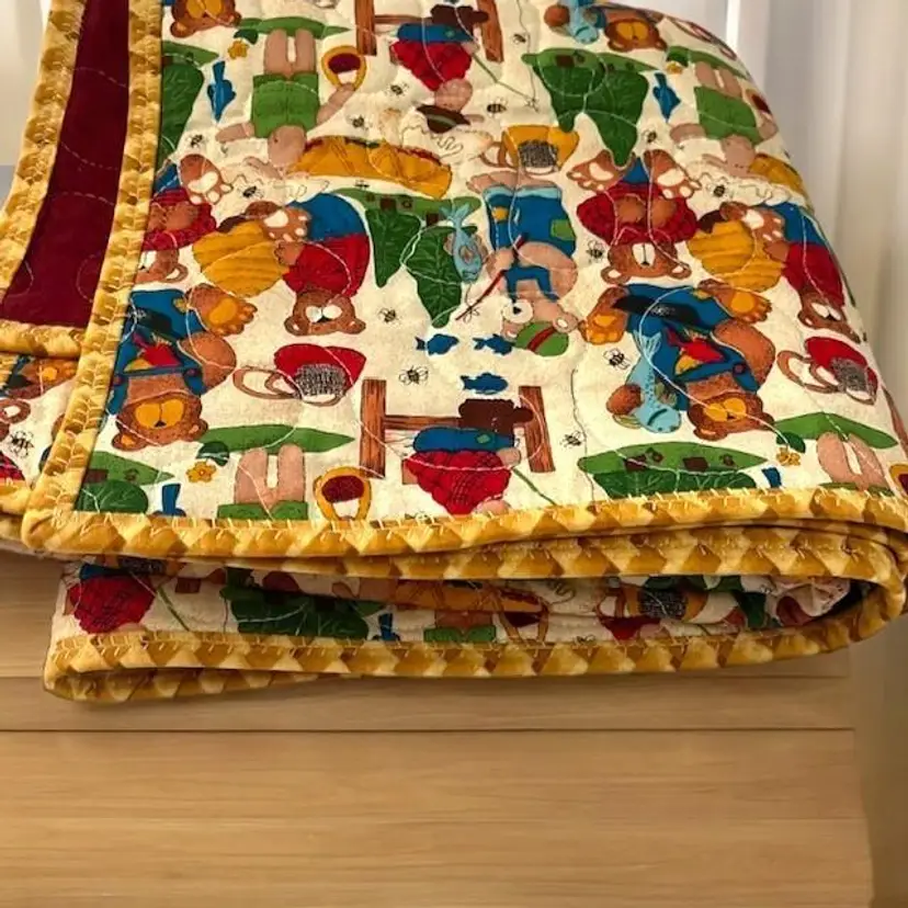 Quilted Baby Blanket Camping & Fishing Theme Handmade