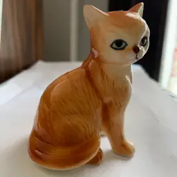 Orange Bone China Cat Figurine