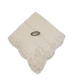 #12 Antique Brass Pin With Inlaid Milk Glass With Bridal Handkerchief