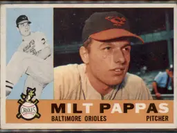 1960 Topps #12 Milt Pappas - (pk3) - Baltimore Orioles