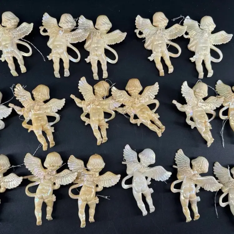 Vintage Hong Kong 17 CHERUB Angel CHRISTMAS Holiday ORNAMENTS