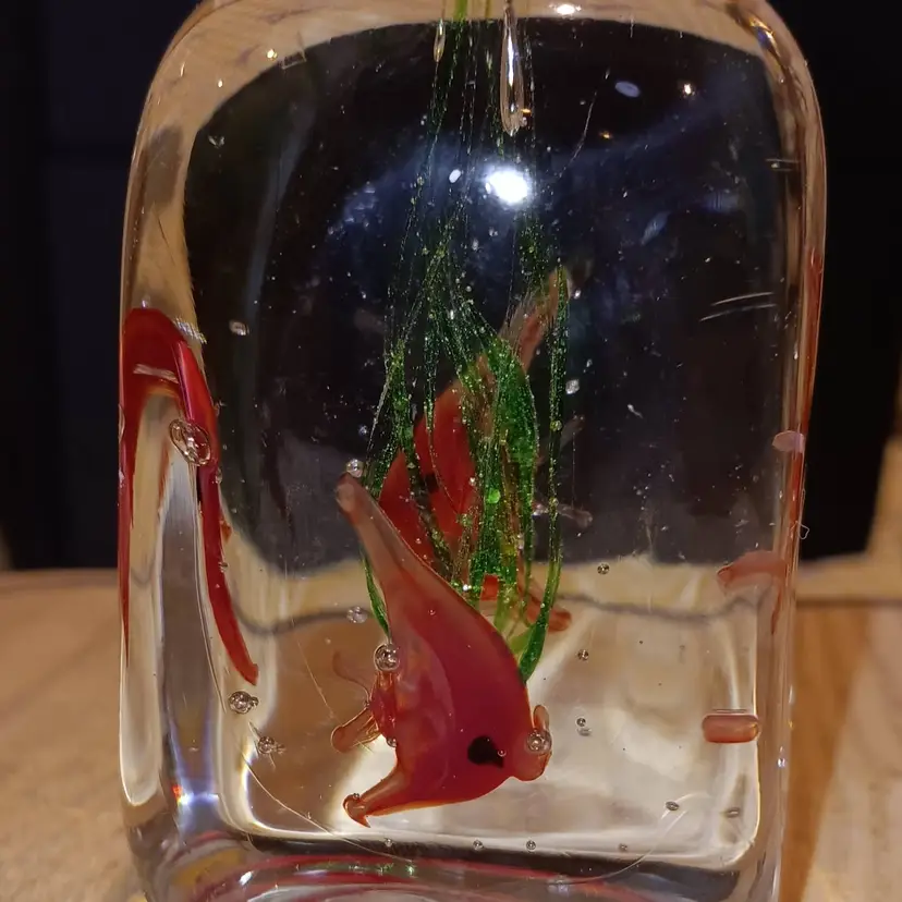 Art Glass Orange Fish Paperweight
