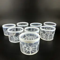 Set 8 Crate Barrel Paola Navone White Opalescent Cups