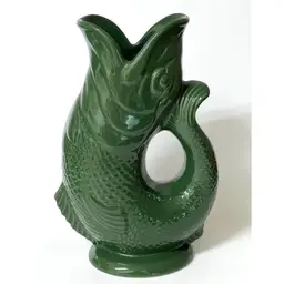 Wade Pottery Ceramic Green Gluggle Jug Pitcher Vase Stock on Trenton England 8.5 in Height