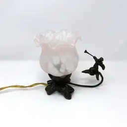 Art Nouveau Style Accent Lamp with Tulip Glass Shade & Cherub (0015-26)