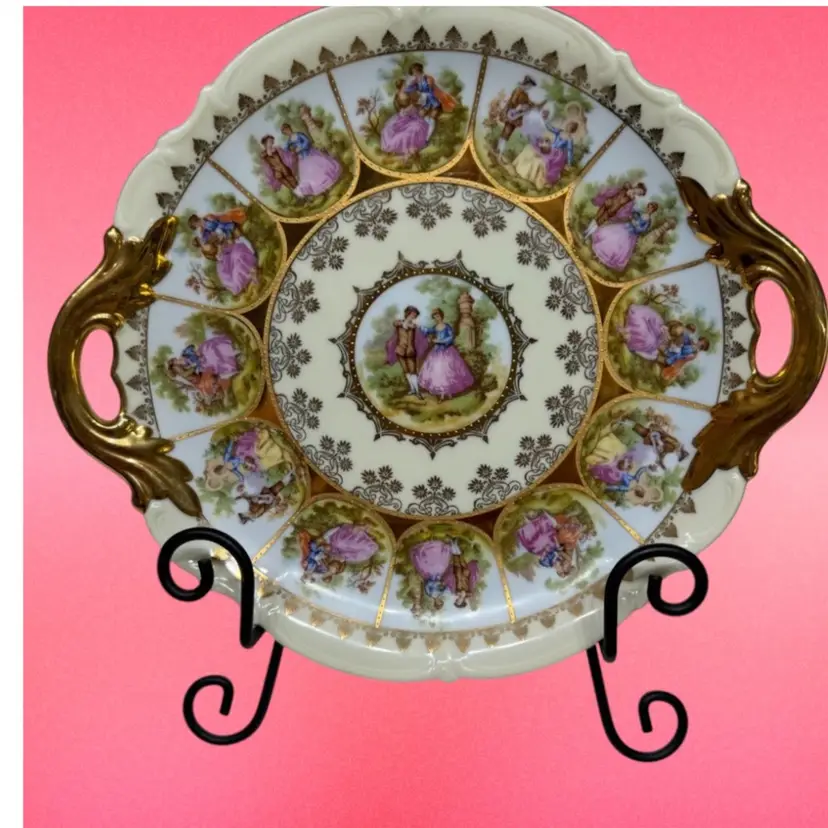 West Germany Hand Painted LOVE STORY Serving Plater Courting Scenes