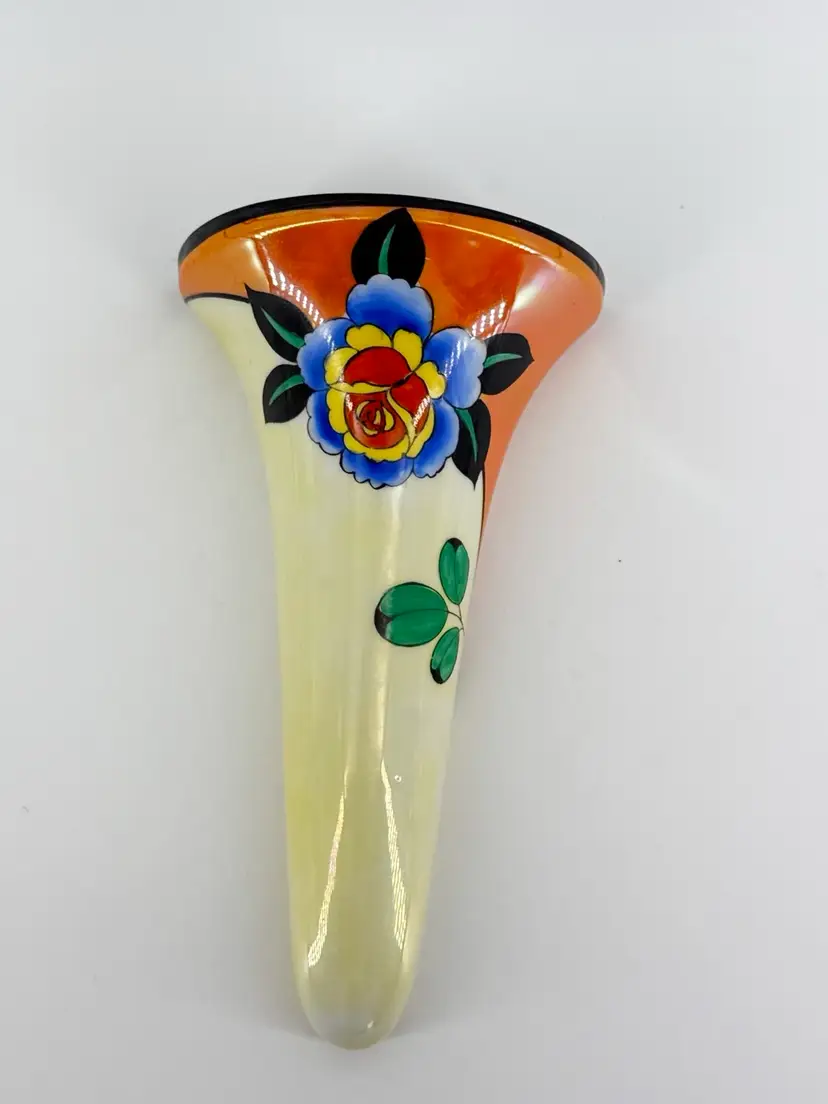 Vtg Noritake Morimura Marl Peach Lusterware Wall Pocket Hand Painted