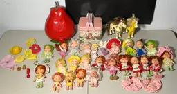 Strawberry Shortcake Vintage 70-80s Doll Lot Of 23 With Accessories & Rare Tin
