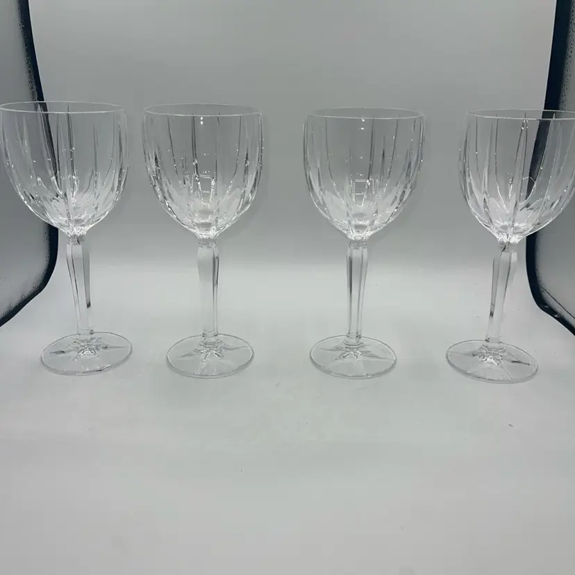 Waterford Marquis Omega Vertical Cut 8.5” Crystal Wine Glass Goblets - Set of 4