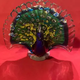 09. VTG Art Glass Peacock Glowy