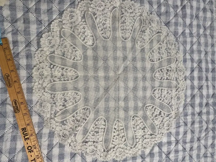 Beautiful Antique French Floral Lace Doily with Note of Provenance