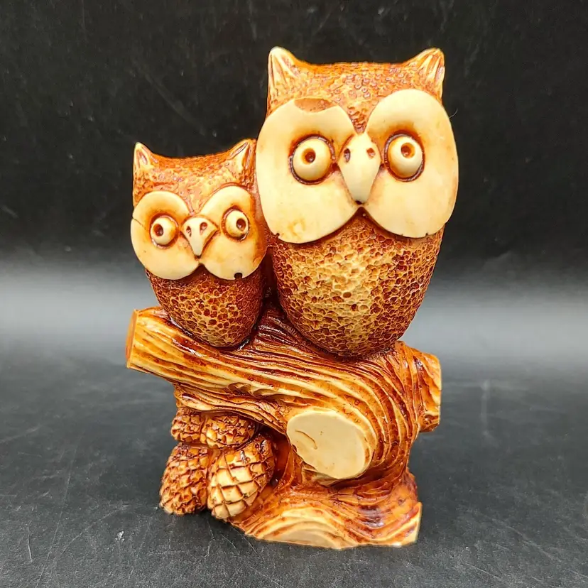 Vtg MCM Stone Barn Owls Figurine