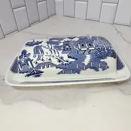 1/4 Lb Covered Butter Dish by Churchill, Willow Blue (Georgian Shape) collection