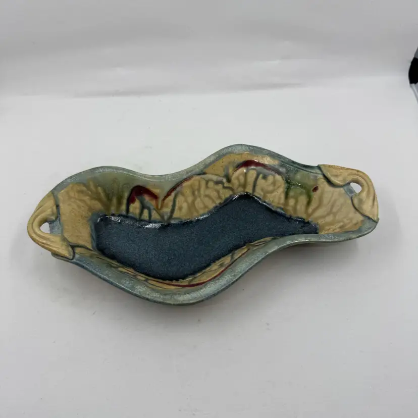 Studio Pottery Trinket Dish With Handles