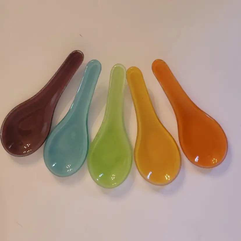 Tasting Spoons 5-piece Glass Bright Rainbow Colors Creative Food Asian Spoon