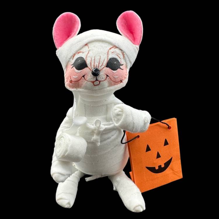 Halloween Mummy Mouse By Annalee Collectible Plush 6”T 4”W