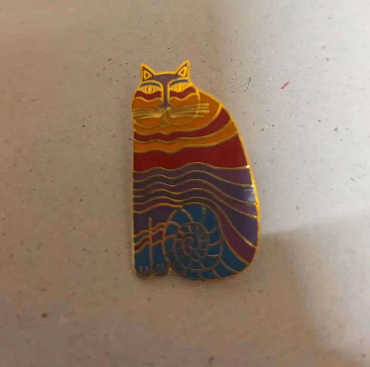 Vintage Laurel Burch Rainbow Cat Pin Brooch