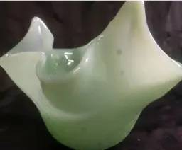 Vintage Green Glass Handkerchief Vase/Bowl