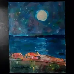 🧡 Original Art 12 x 16" On Rolled Canvas Acrylic Painting Seascape. I Painted This Piece in 2000 Old New Art Piece Now Vintage lol