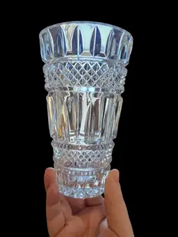 Heavy cut bohemian crystal  vase glasgow pattern 6"