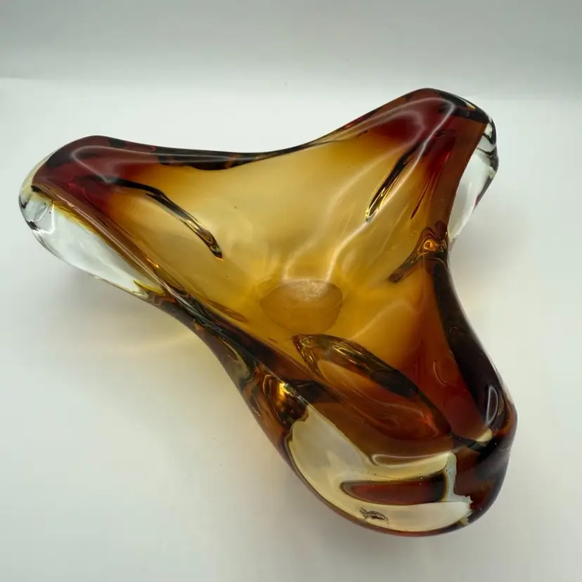 Vintage MCM Murano Amber Glass Dish