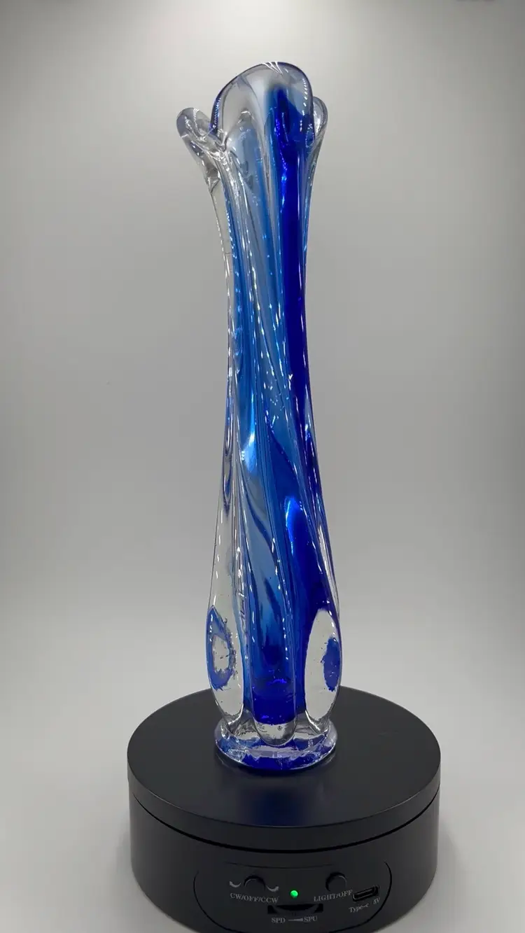 Mid-century vintage Art Glass cobalt blue vase