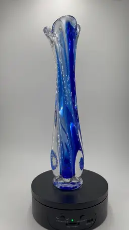 Mid-century vintage Art Glass cobalt blue vase