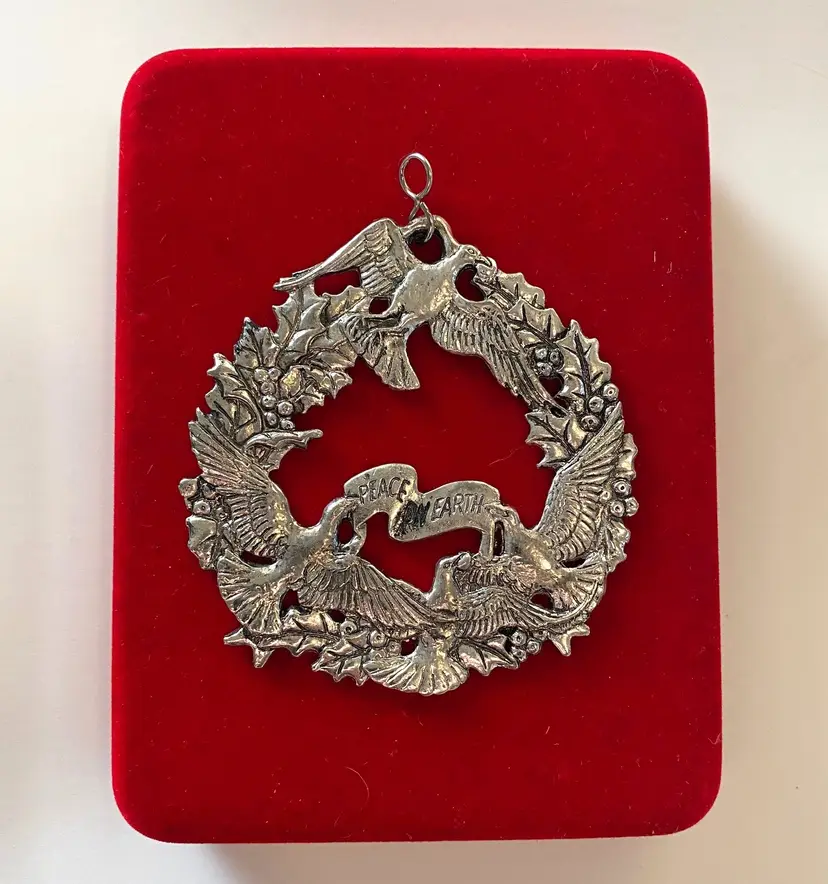 *VTG* Arthur Court Christmas 1991 Pewter Ornament in Original Gift Case