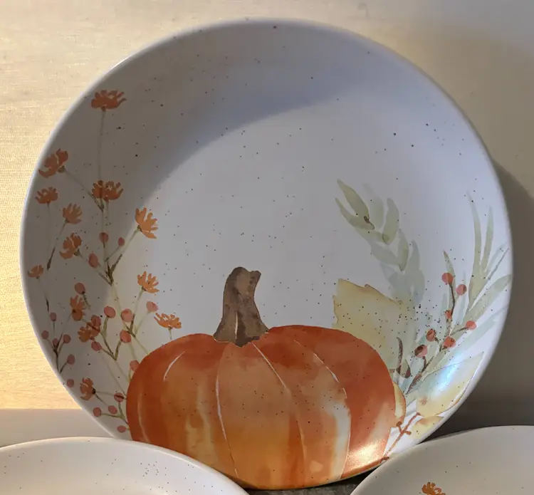 Set of 3 Linden Pumpkin Design 8" Salad Plates  # 3194