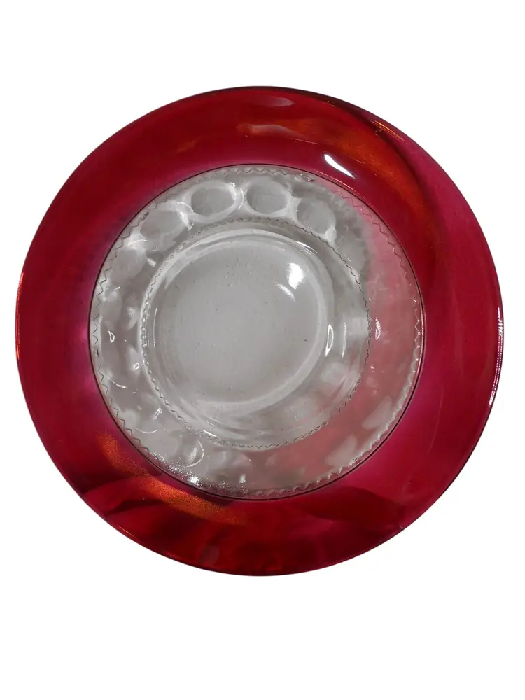 1950s 6 Glass Ruby Red Kings Crown Thumbprint Dinner Plates 10 1/4" Estate Find