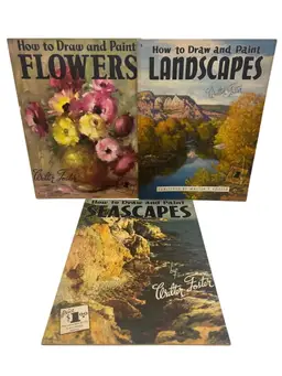 Walter T Foster How to Draw & Paint Flowers Landscapes Seascapes Vintage Lot