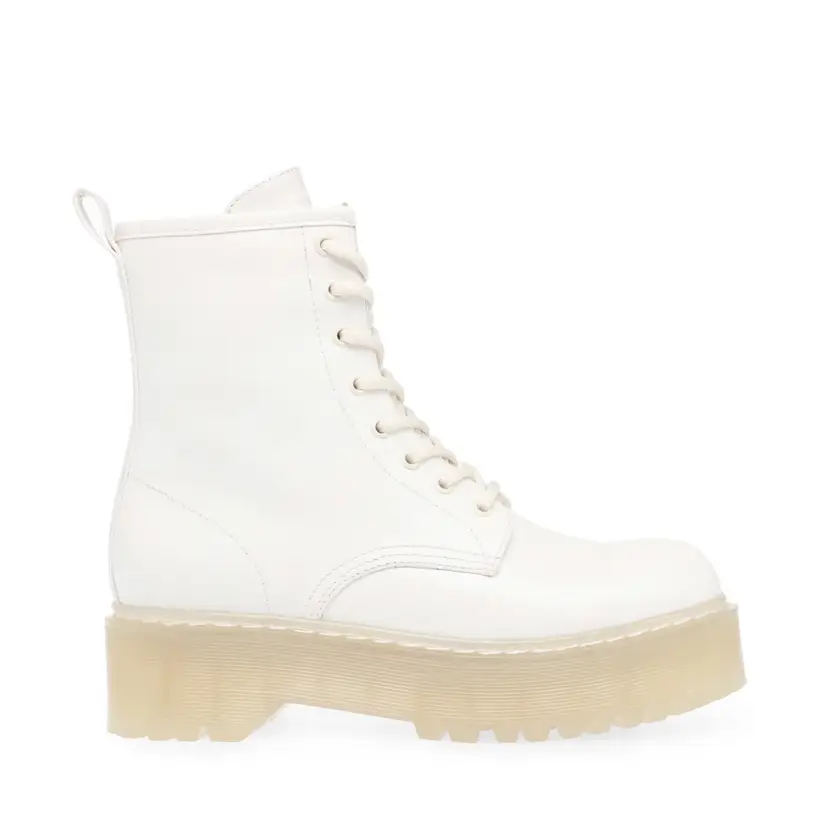 Steve Madden "BETTYY" Combat Boots White Lace Up Ankle Lug Sole SZ 10 90s Grunge Chunky Goth E-girl Cyberpunk