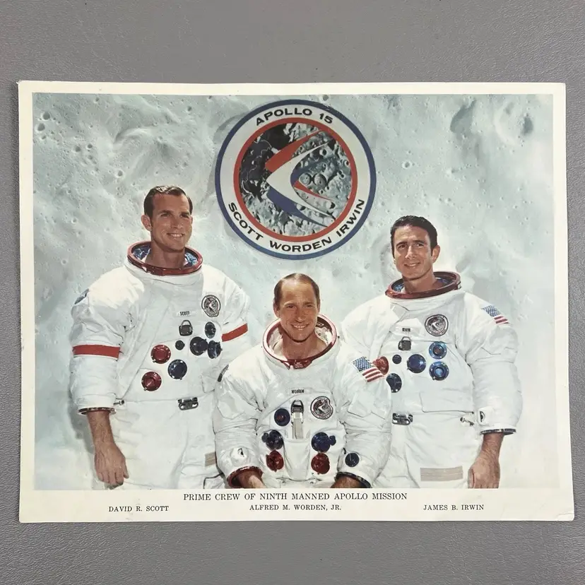NASA Ninth Manned Apollo 15 Mission Crew 8x10 Photo Scott Worden Jr Irwin