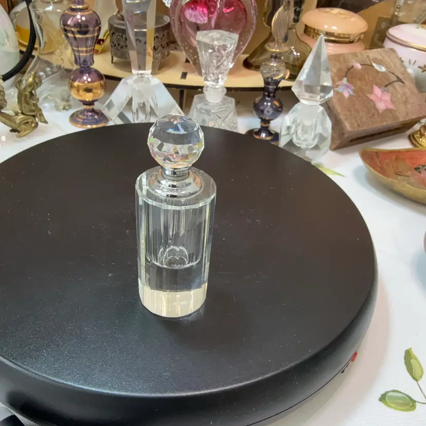 Oleg Cassini Signed Faceted Crystal Perfume Bottle