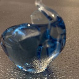 Art Glass Blue Paperweight Elephant
