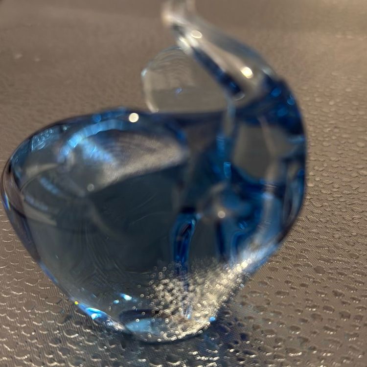 Art Glass Blue Paperweight Elephant