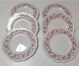 Vintage J & G Meakin English Staffordshire Sterling Set Of 6 Red Vine Plates