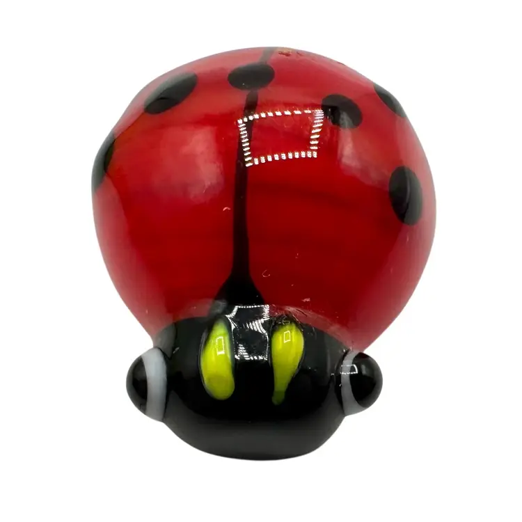 Minature Lampwork Ladybug Figurine Bug Insect Red Black Small .5”