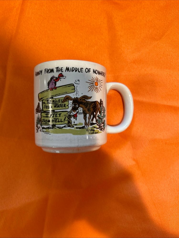 Bob Petley Comic Coffee Mug Cup "Howdy From The Middle of Nowhere" - EXC
