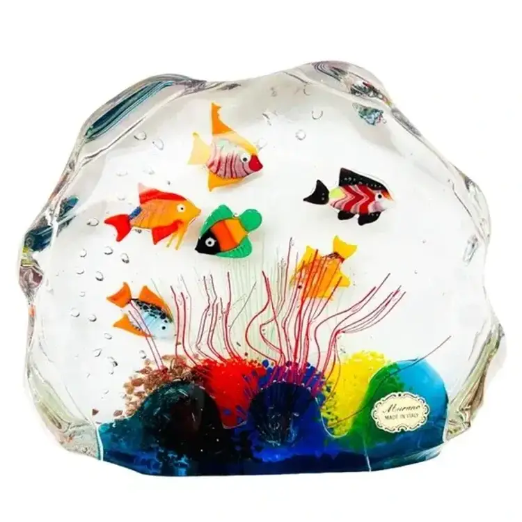 Vintage Murano Glass Fish Aquarium Shell Sculpture