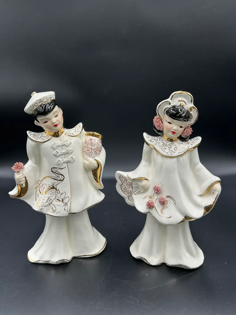 Vintage Mid Century Florence Ceramics California Pottery Figurine Asian Couple